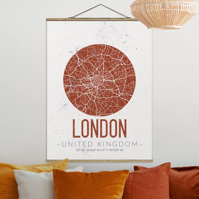 Wanddeko Wohnzimmer Stadtplan London - Retro