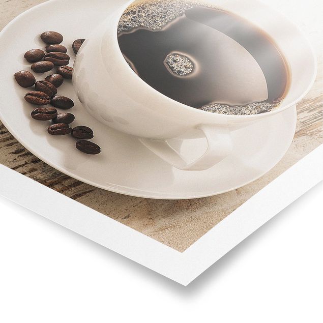 Wohndeko Kaffee Dampfende Kaffeetasse mit Kaffeebohnen