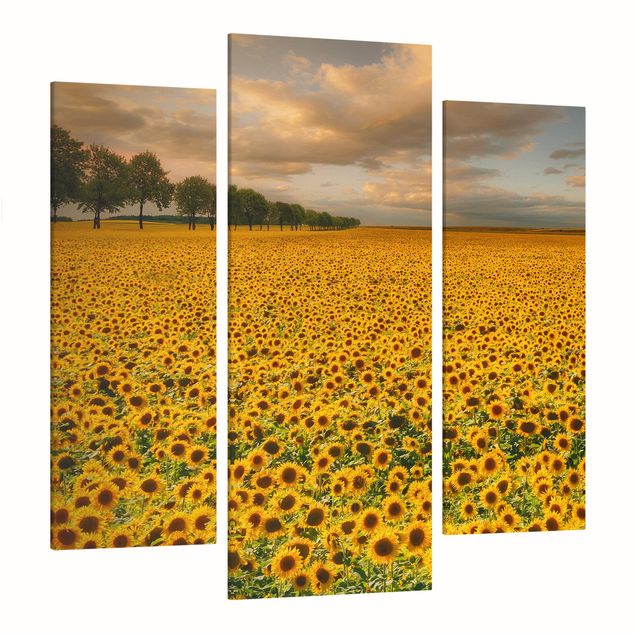 Wanddeko gelb Feld mit Sonnenblumen