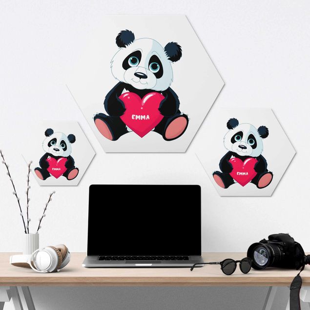 Wanddeko weiß Panda mit Herz