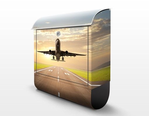 Design Briefkasten - Startendes Flugzeug - Wandbriefkasten