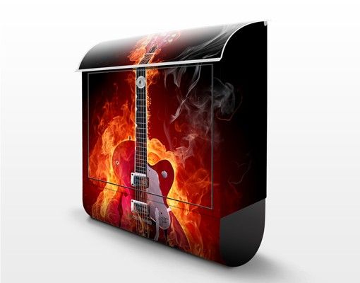 Briefkasten modern Gitarre in Flammen