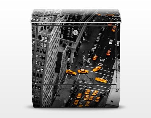 Wanddeko schwarz-weiß Taxilichter Manhattan