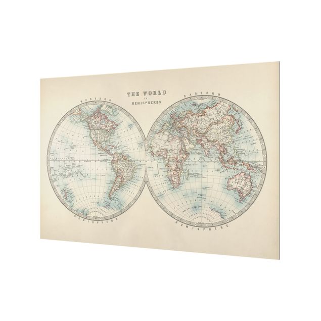 Wohndeko Vintage Vintage Weltkarte Die zwei Hemispheren