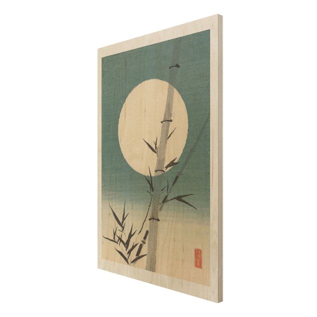 Wanddeko Flur Japanische Zeichnung Bambus und Mond