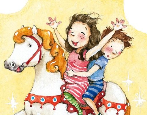 Wanddeko Tiere Zauberpony Geschichten - Ronja und Clemens reiten