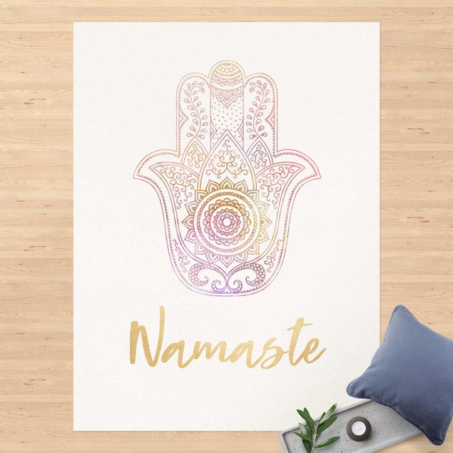Wanddeko gold Hamsa Hand Illustration Namaste gold rosa