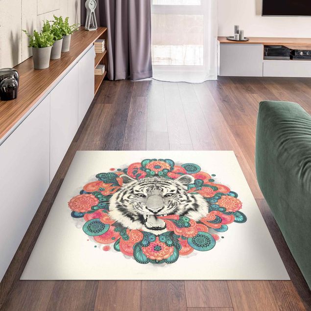 Wanddeko Schlafzimmer Illustration Tiger Zeichnung Mandala Paisley