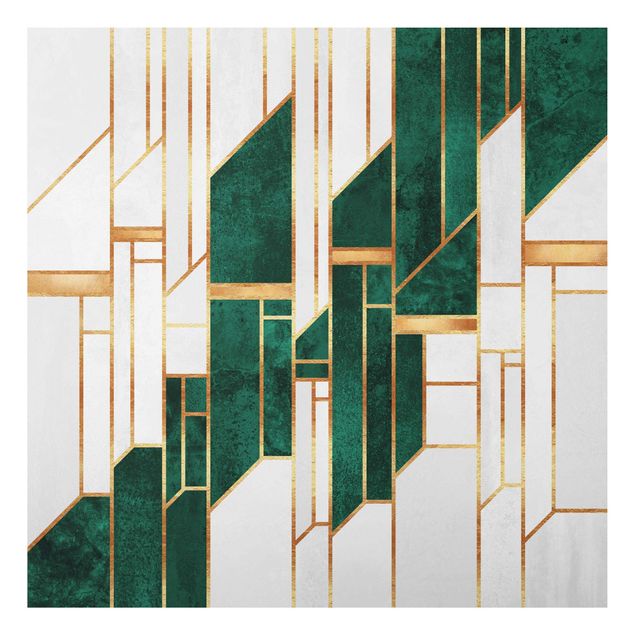 Wanddeko Flur Emerald und Gold Geometrie