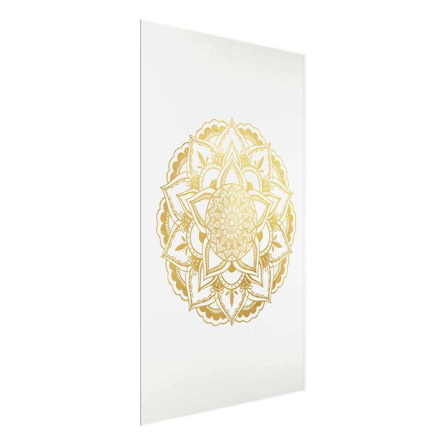 Wanddeko Esszimmer Mandala Illustration Ornament weiß gold