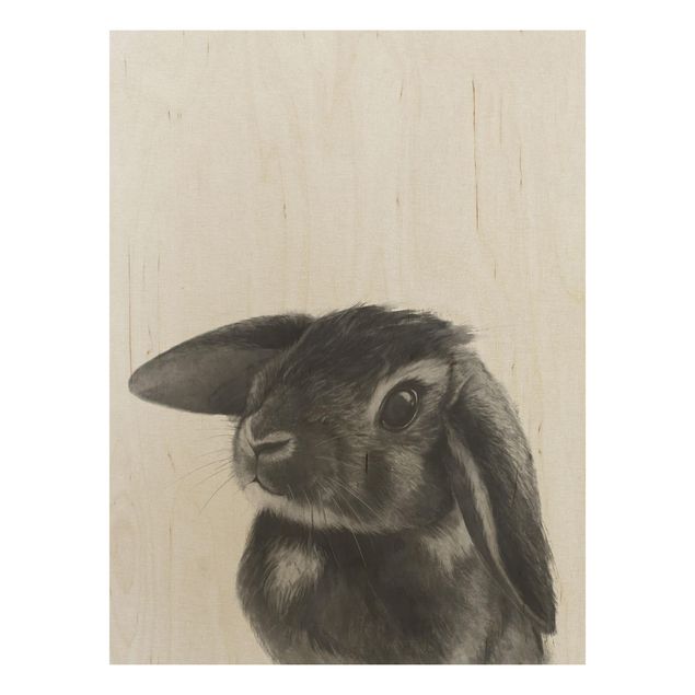 Wanddeko Esszimmer Illustration Hase Schwarz Weiß Zeichnung