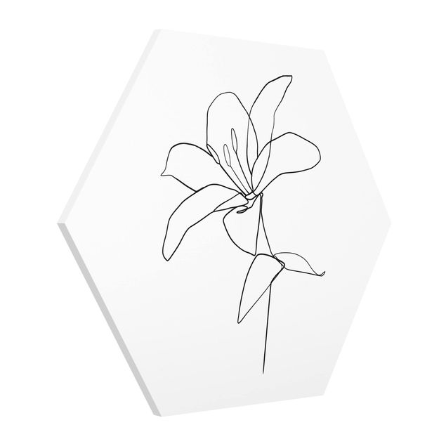 Wanddeko Esszimmer Line Art Blüte Schwarz Weiß
