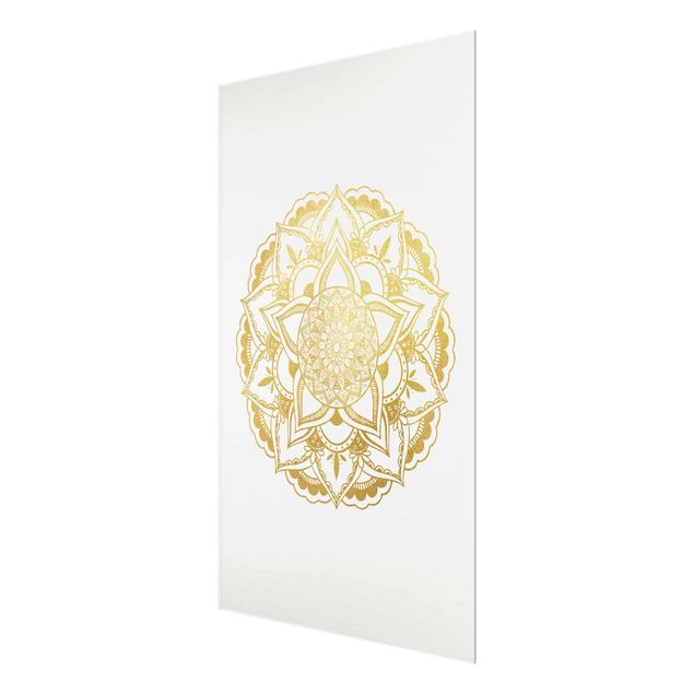 Wanddeko Treppenhaus Mandala Illustration Ornament weiß gold