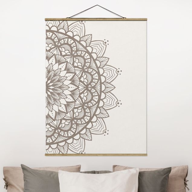 Wanddeko Wohnzimmer Mandala Illustration shabby Set beige weiß