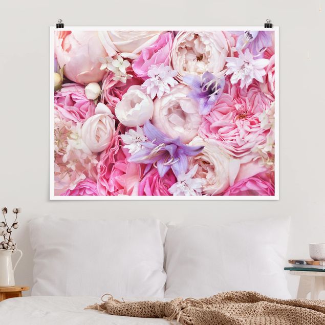 Wanddeko Schlafzimmer Shabby Rosen mit Glockenblumen