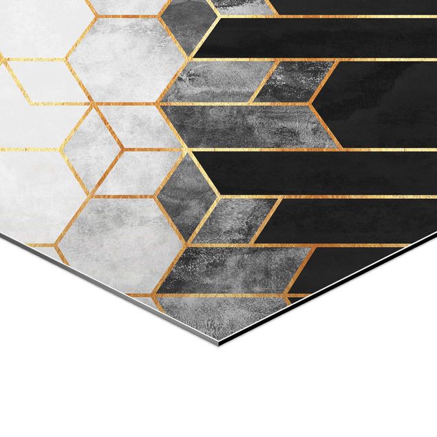 Wanddeko über Sofa Goldene Geometrie Aquarell Set