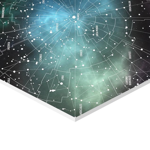 Wanddeko schwarz Sternbilder Karte Galaxienebel