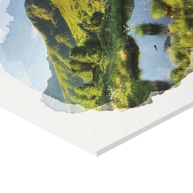 Wanddeko über Sofa Wasserfarben - Blick vom Hirschbichl ins Defereggental