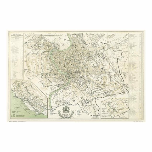 Deko Stadtplan Vintage Stadtplan Rom Antik