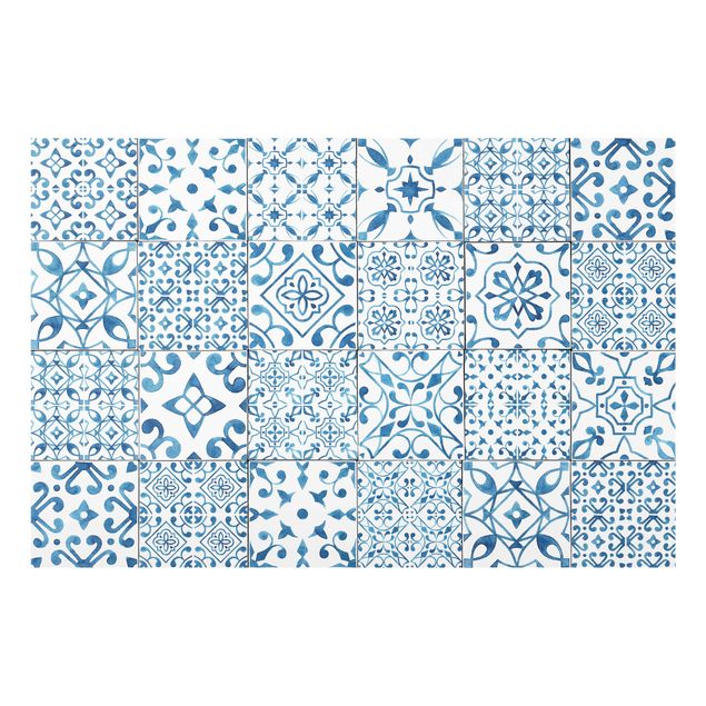 Deko Geometrisch Musterfliesen Blau Weiß