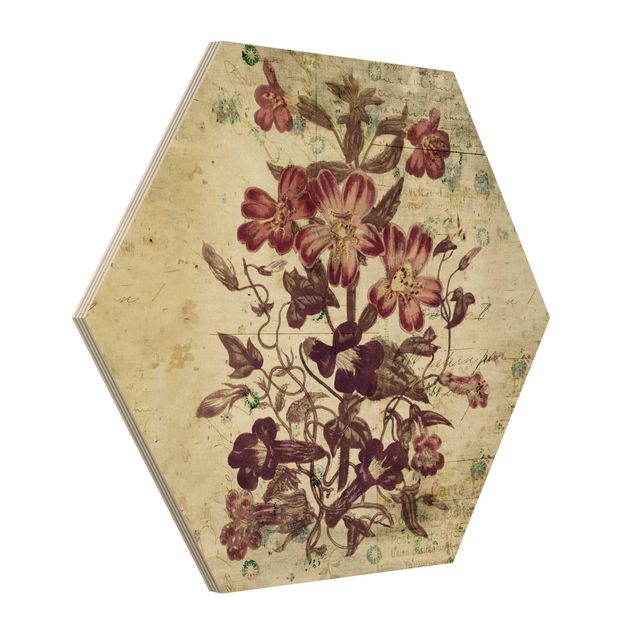 Wanddeko Flur Vintage Blütenmuster