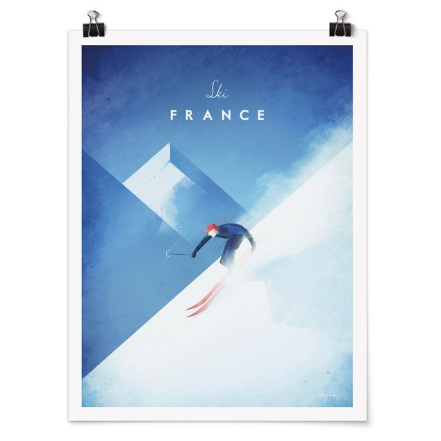 Wanddeko Esszimmer Reiseposter - Ski in Frankreich
