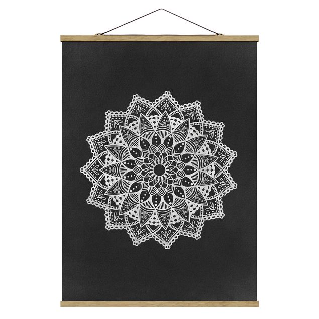 Wanddeko Esszimmer Mandala Illustration Ornament weiß schwarz