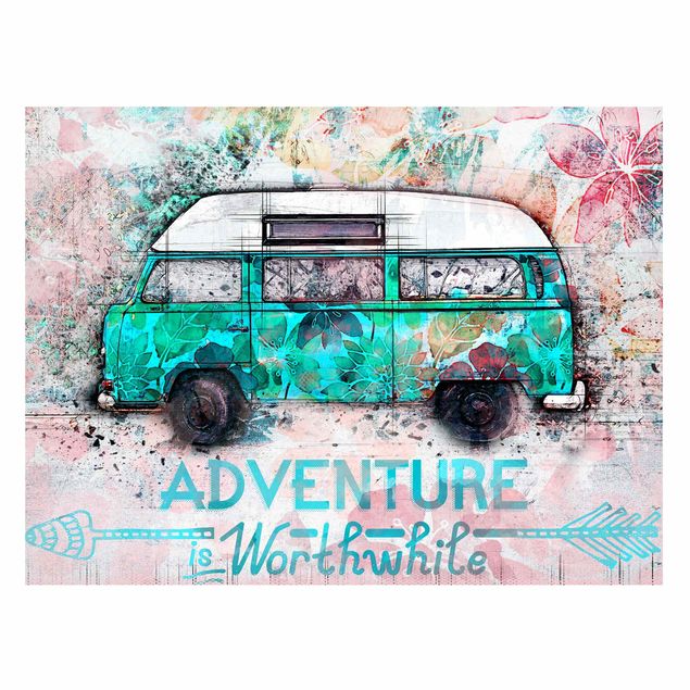 Wanddeko Esszimmer Bulli Adventure Collage Pastell