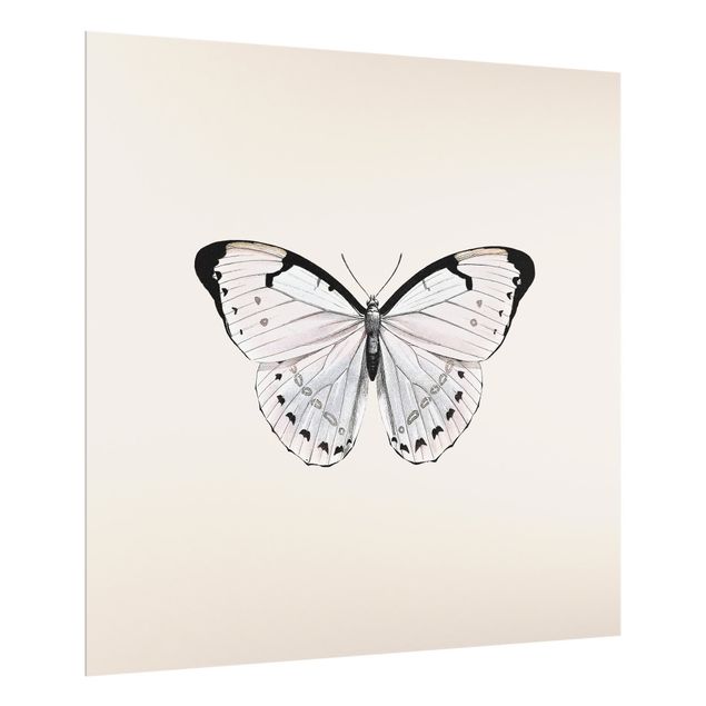 Wohndeko Illustration Schmetterling auf Beige