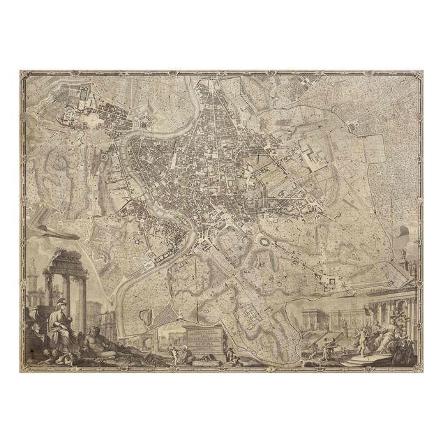 Wanddeko Flur Vintage Stadtplan Rom