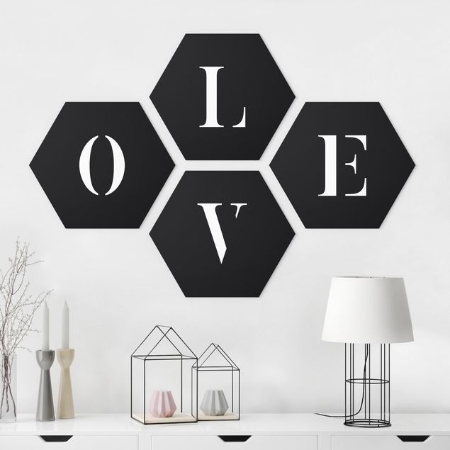 Wanddeko Schlafzimmer Buchstaben LOVE Weiß Set II