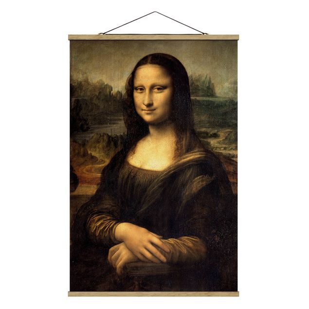 Stoffbild mit Posterleisten - Leonardo da Vinci - Mona Lisa - Hochformat 2:3