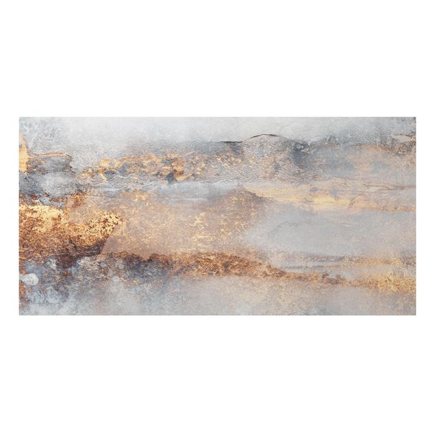 Wanddeko Flur Gold-Grauer Nebel