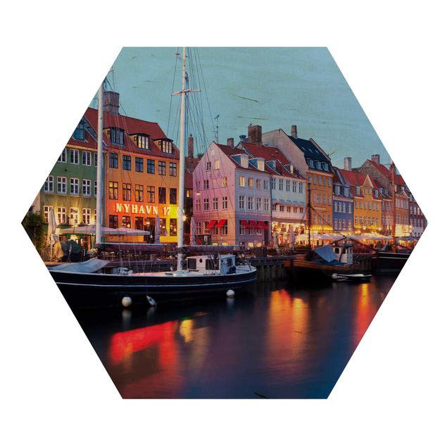 Wanddeko Büro Kopenhagener Hafen am Abend