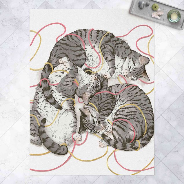 Wanddeko grau Illustration Graue Katzen Malerei