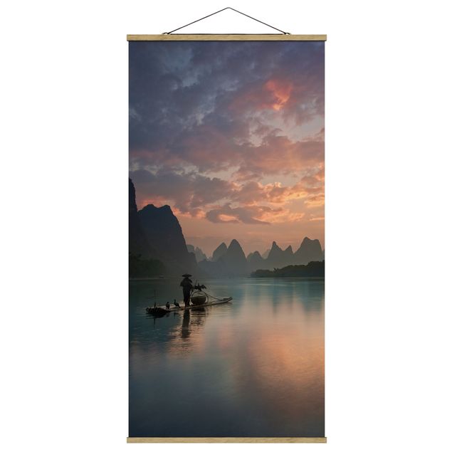 Wanddeko Schlafzimmer Sonnenaufgang über chinesischem Fluss