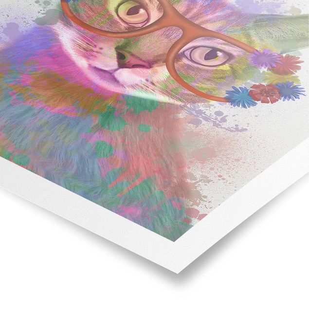 Wanddeko Jungenzimmer Regenbogen Splash Katze