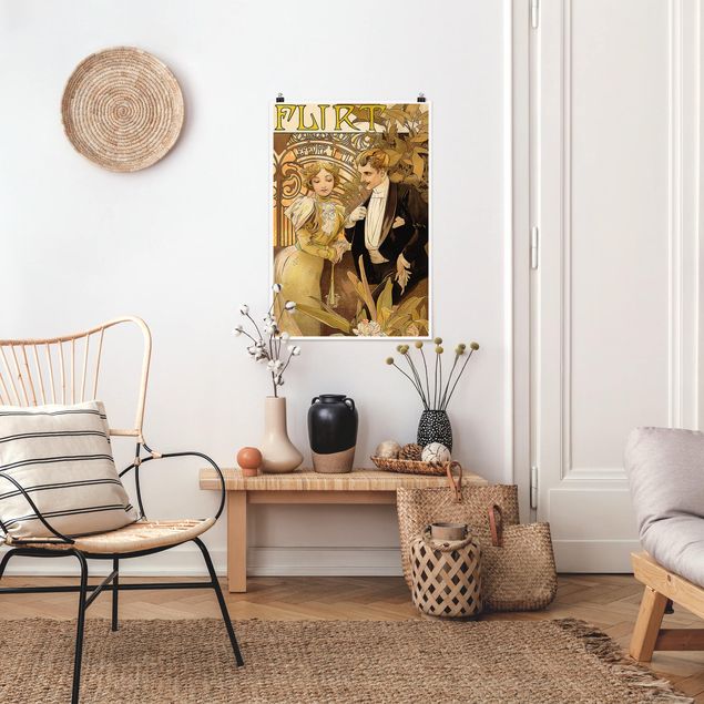 Wanddeko Schlafzimmer Alfons Mucha - Werbeplakat für Flirt Biscuits