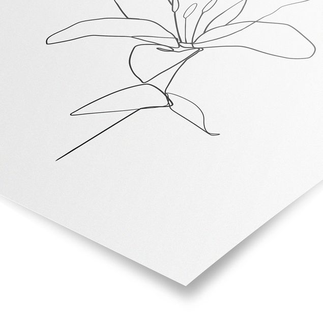Wanddeko Büro Line Art Blüte Schwarz Weiß
