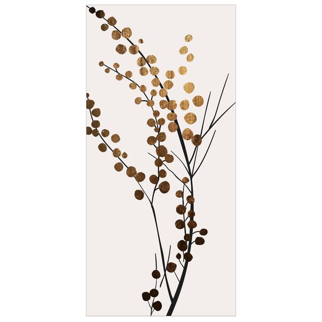 Wanddeko gold Grafische Pflanzenwelt - Beeren Gold
