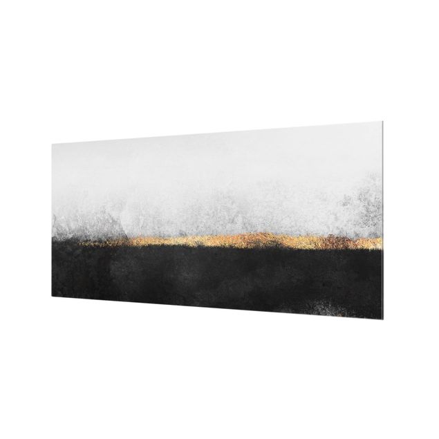 Wohndeko Malerei Abstrakter Goldener Horizont Schwarz Weiß