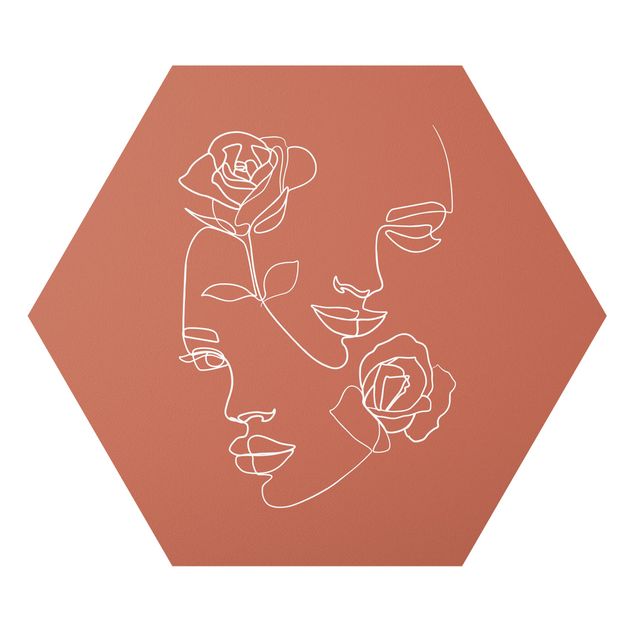 Kunststile Line Art Gesichter Frauen Rosen Kupfer