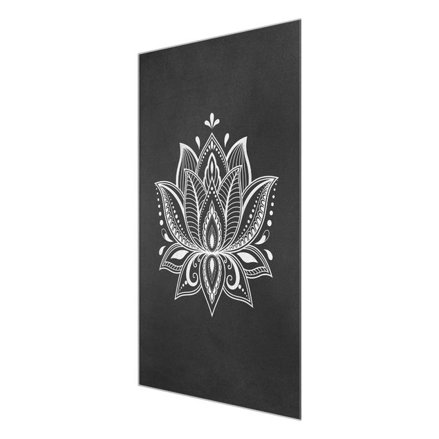 Wanddeko über Sofa Lotus Illustration weiß schwarz