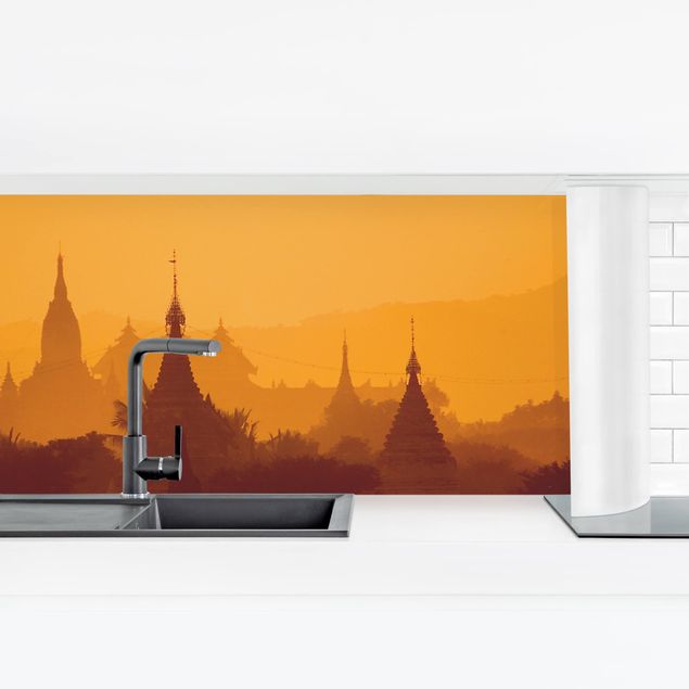 Küchenrückwand Folie selbstklebend Skyline Tempelstadt in Myanmar