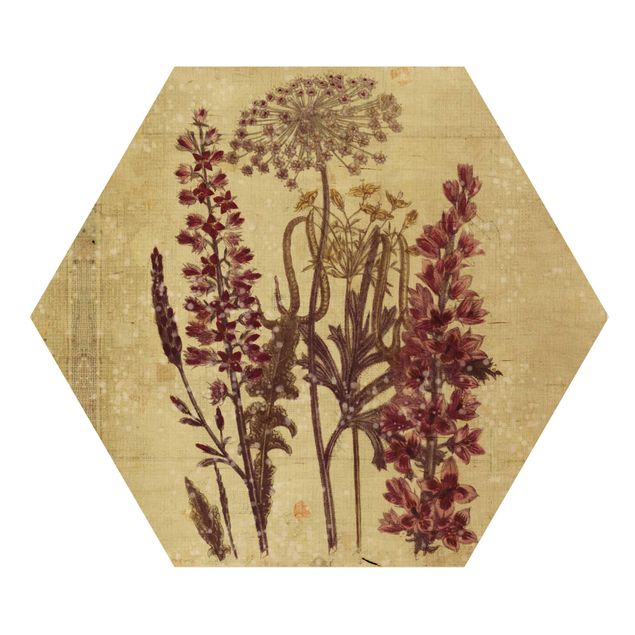 Wanddeko Esszimmer Vintage Leinenoptik Blumen