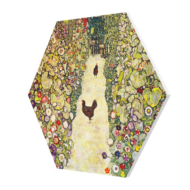 Wanddeko Büro Gustav Klimt - Gartenweg mit Hühnern
