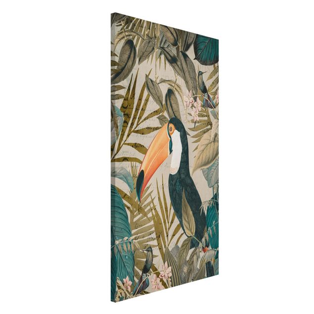 Wanddeko Flur Vintage Collage - Tukan im Dschungel