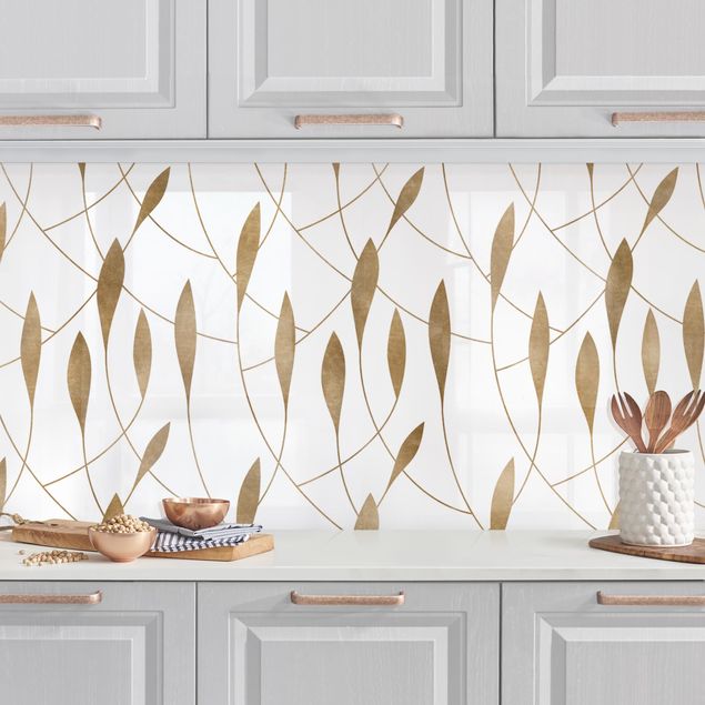Küche Dekoration Natürliches Muster schwungvolle Blätter in Gold