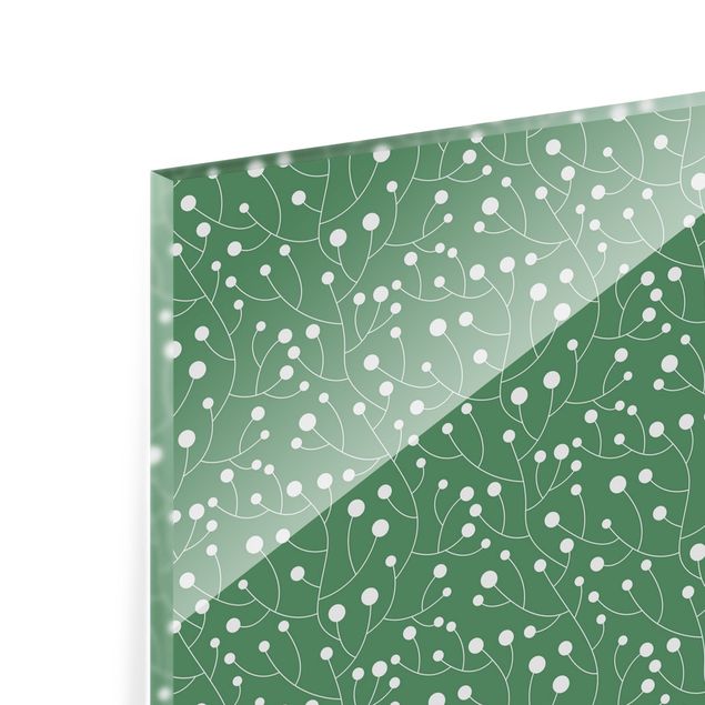 Spritzschutz Glas - Natürliches Muster Wachstum mit Punkten auf Grün - Querformat 2:1