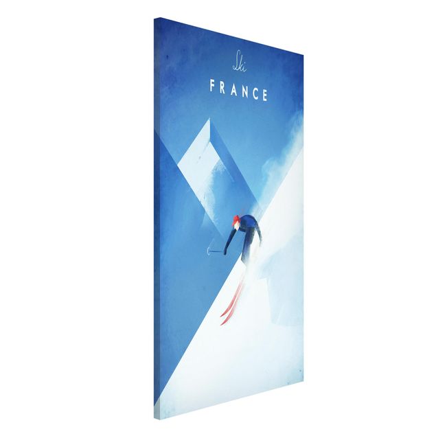 Wanddeko blau Reiseposter - Ski in Frankreich